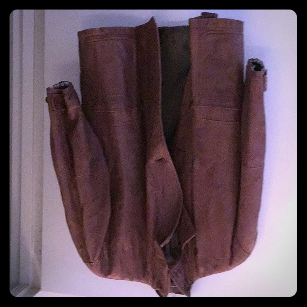 Leather 3 quarters length coat